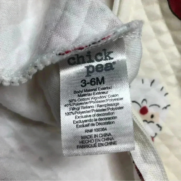 Chick Pea Footed Onesie Christmas Santa Pajamas Zippered White & Red  3-6 Months - Picture 12 of 16
